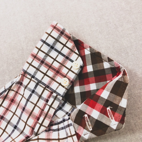 Thomas Dean Red Blue White Check Sport Shirt M - Picture 5 of 7